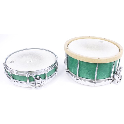 1574 - Two unbranded snare drums, possibly homemade, one with 14