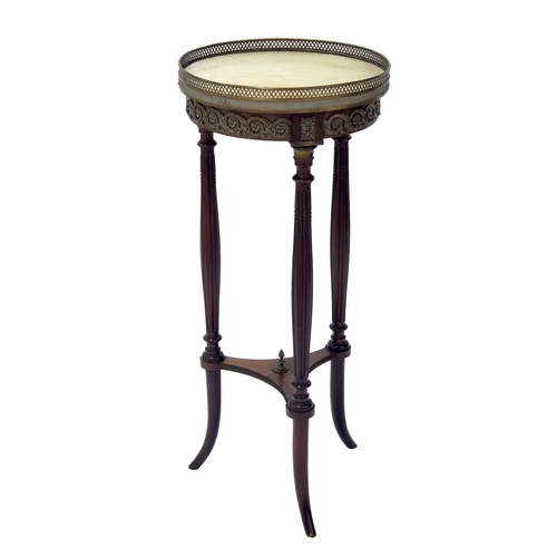 1337 - French plant stand applied with decorative cast gilt metal mounts, with a brass gallery top and onyx... 