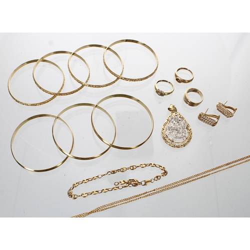 534 - Assorted gold jewellery, 147.9gm (7)