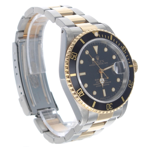 18 - Rolex Oyster Perpetual Date Submariner stainless steel and gold gentleman's bracelet watch, ref. 166... 