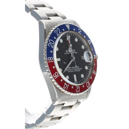 20 - Rolex Oyster Perpetual Date GMT-Master 'Pepsi' stainless steel gentleman's wristwatch with a pointed... 