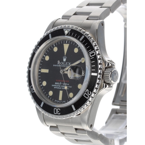 33 - Rolex Oyster Perpetual Date Submariner 'Single Red' stainless steel gentleman's wristwatch, referenc... 