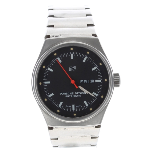 104 - Orfina Porsche Design automatic stainless steel lady's wristwatch, case no. 75780, black dial, 30mm... 