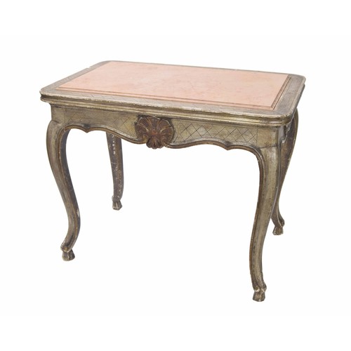 1339 - French marble top occasional side table, the moulded rouge marble inset top within scratch carved bo... 