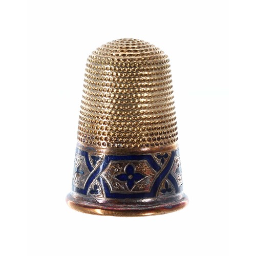 802 - Russian gold and enamel thimble, stamped '56' marked with stamp dated 1857, 6gm, 24mm... 