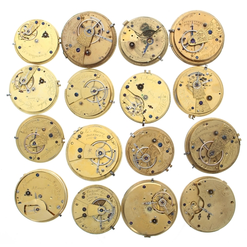 434 - Sixteen signed fusee lever pocket watch movements, to include Savory & Sons, John Howlett, Agar ... 