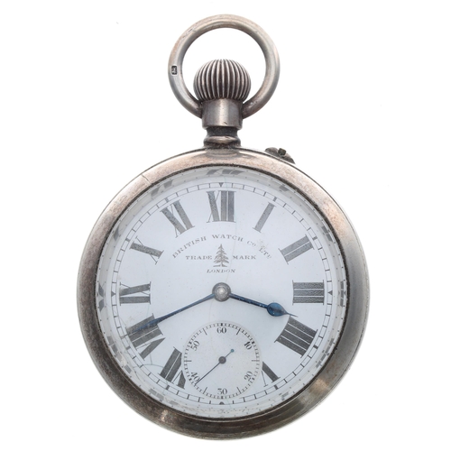 171 - British Military issue silver lever pocket watch, Birmingham 1919, the movement with compensated bal... 