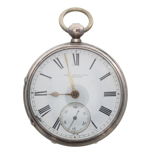 363 - Victorian silver fusee lever pocket watch, London 1874, the movement signed John Blaylock, Carlisle,... 