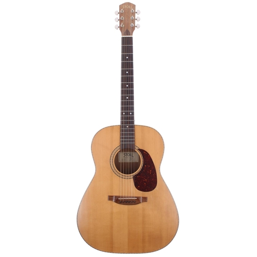 163 - Stoll PT59 acoustic guitar, made in Germany; Back and sides: mahogany, surface scratches and dings; ... 