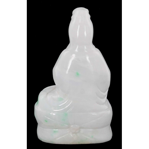 288 - Chinese jadeite figure of Quanyin, modelled seated holding a bottle, 5.25