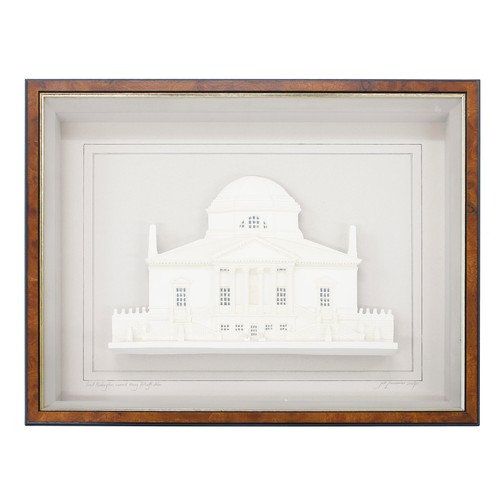 107 - Jill Laurimore - Two architectural gesso reliefs 'Villa Rotonda' and 'Chiswick House', box framed be... 