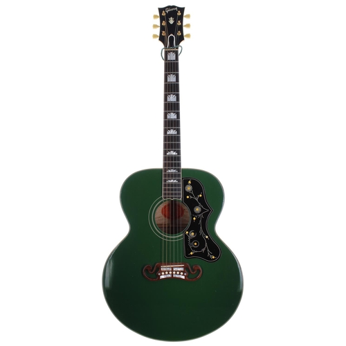 76 - 1999 Gibson J-200 acoustic guitar, made in USA, ser. no. 9xxxxx3; Body: custom green finish, a few m... 