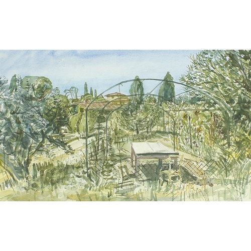 455 - David Gluck RWS., RE., (1939-2007) - 'Italian Arbour', signed, also inscribed with the title on a la... 