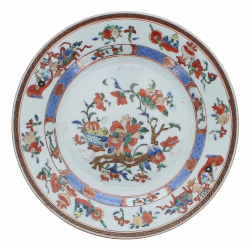 233 - Chinese famille rose porcelain plate, painted with exotic birds and flowers, Qianlong, 8.75