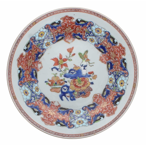 233 - Chinese famille rose porcelain plate, painted with exotic birds and flowers, Qianlong, 8.75