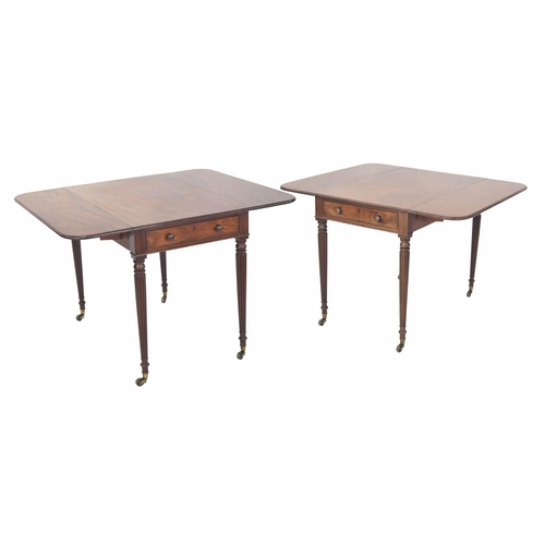 555 - Fine pair of George IV mahogany Pembroke tables in the manner of Gillows, each with moulded drop fla... 