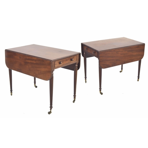 555 - Fine pair of George IV mahogany Pembroke tables in the manner of Gillows, each with moulded drop fla... 