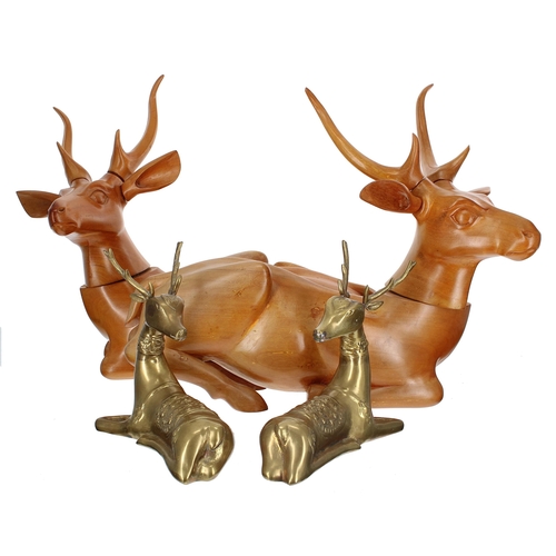 112 - Pair of brass recumbent elk figures, 8