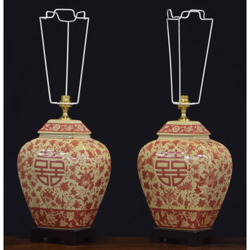 310 - Pair of Chinese porcelain table lamps, 16