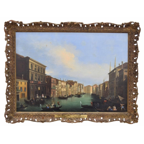 443 - Attributed to Giuseppe Bison (1762-1844) - 'Grand Canal, Venice', figures in gondolas and other boat... 