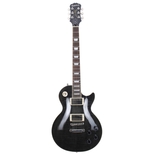 155 - Epiphone Les Paul 1960 Tribute Plus electric guitar; Body: grey washed figured top upon black back, ... 