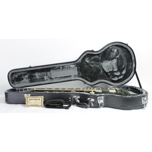 155 - Epiphone Les Paul 1960 Tribute Plus electric guitar; Body: grey washed figured top upon black back, ... 