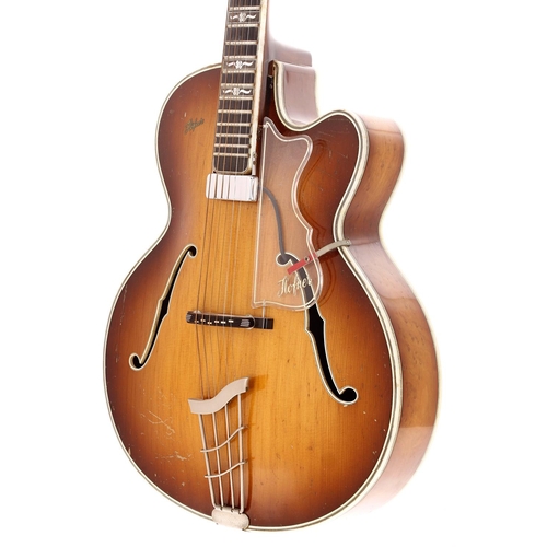 182 - 1959 Hofner Committee archtop guitar, made in Germany; Body: brunette finish, lacquer checking, surf... 