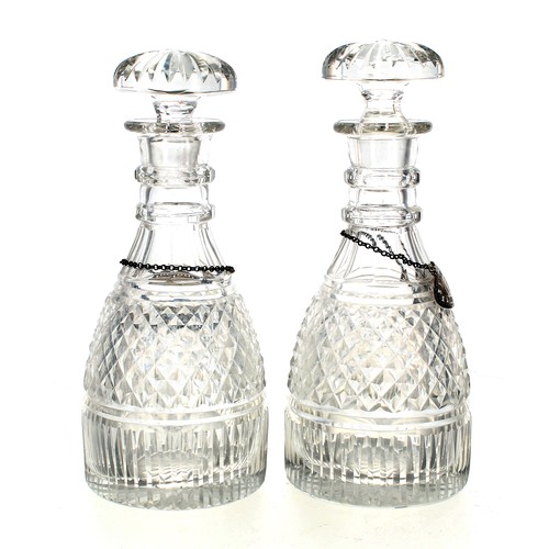 209 - Pair of Regency cut glass decanters with stoppers, 10.5