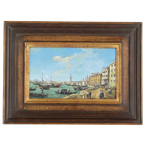 444 - Continental School (20th century) - Venetian canal scene with gondolas and other shipping, figures i... 