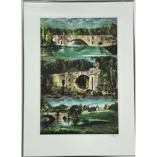 458 - John Piper CH., (1903-1992) - Blenheim Palace Triptych, study of three bridges, limited edition colo... 