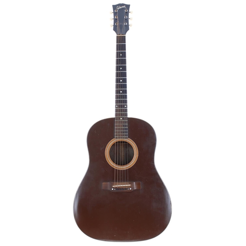 77 - Gibson Jumbo acoustic guitar, made in USA, circa 1969; Back and sides: mahogany, finish stripped; To... 