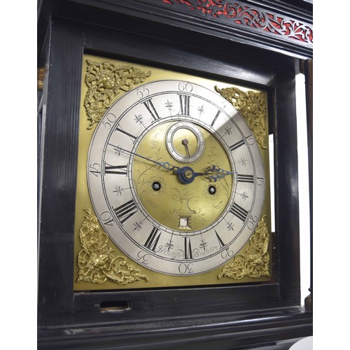 1806 - Good ebonised eight day longcase clock with five pillar movement, the 11