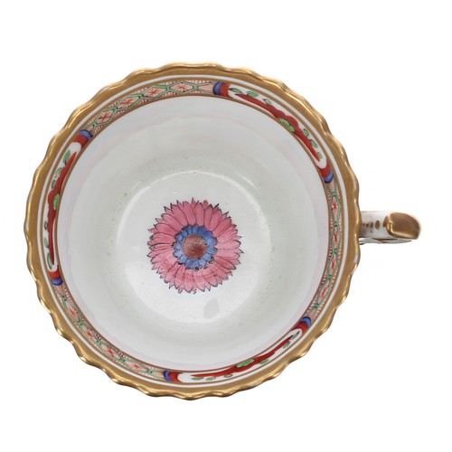 157 - Chamberlains Worcester 'Dragon in Compartment' pattern porcelain cup and saucer, early 19th century,... 