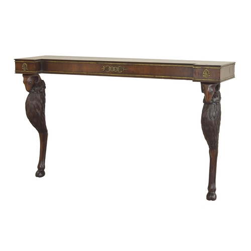 553 - 19th century mahogany and rosewood reverse breakfront console table, the frieze with applied classic... 