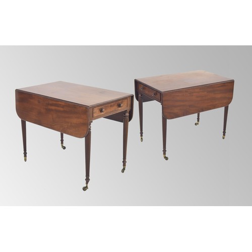 555 - Fine pair of George IV mahogany Pembroke tables in the manner of Gillows, each with moulded drop fla... 