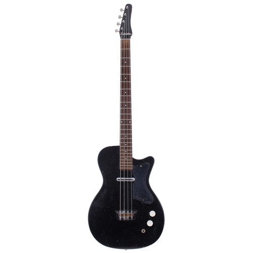 167 - 1961 Silvertone 1444 bass guitar, made in USA; Body: black finish, buckle finish loss to back, scrat... 