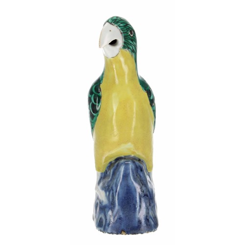 287 - Chinese porcelain model of a parrot, in yellow, green and blue glaze, Qianlong, 7.75