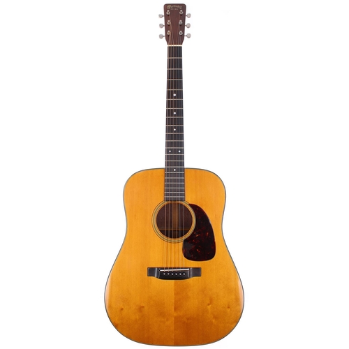 126 - 1959 Martin D-18 acoustic guitar, made in USA; Back and sides: mahogany, repaired patch to side, ref... 