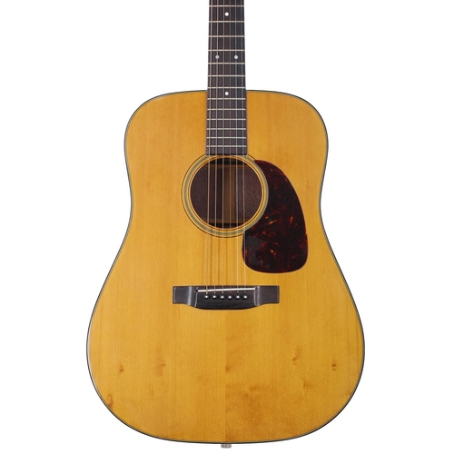 126 - 1959 Martin D-18 acoustic guitar, made in USA; Back and sides: mahogany, repaired patch to side, ref... 