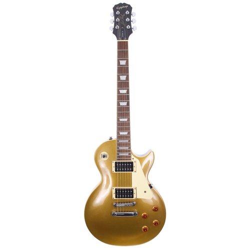 199 - 2003 Epiphone Les Paul electric guitar, made in Korea; Body: gold top finish upon brown back, light ... 