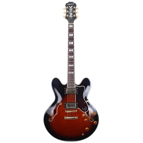 201 - 2003 Epiphone Sheraton semi-hollow body electric guitar, made in Korea; Body: tobacco burst finish, ... 