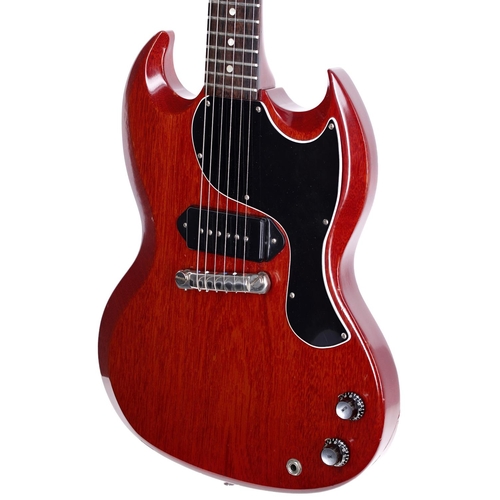 80 - 1961 Gibson Les Paul Junior (SG) electric guitar, made in USA; Body: cherry finish, light buckle wea... 