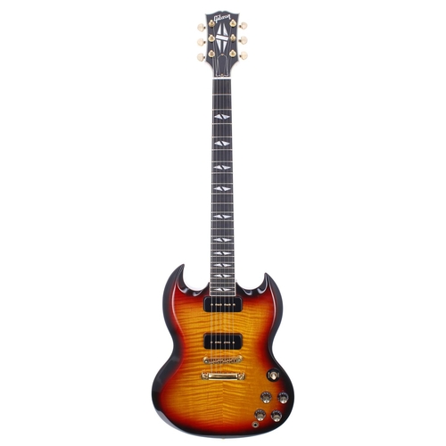 88 - 2001 Gibson SG Supreme P90 electric guitar, made in USA; Body: fireburst finish flamed maple upon ma... 