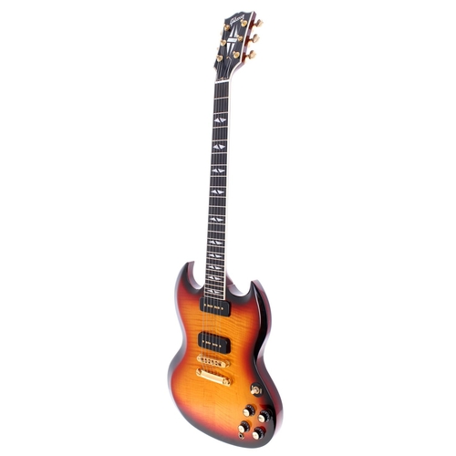 88 - 2001 Gibson SG Supreme P90 electric guitar, made in USA; Body: fireburst finish flamed maple upon ma... 