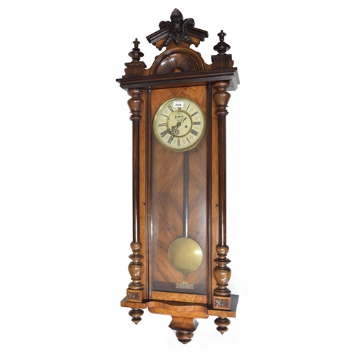 2609 - Walnut double weight Vienna regulator wall clock, the 7