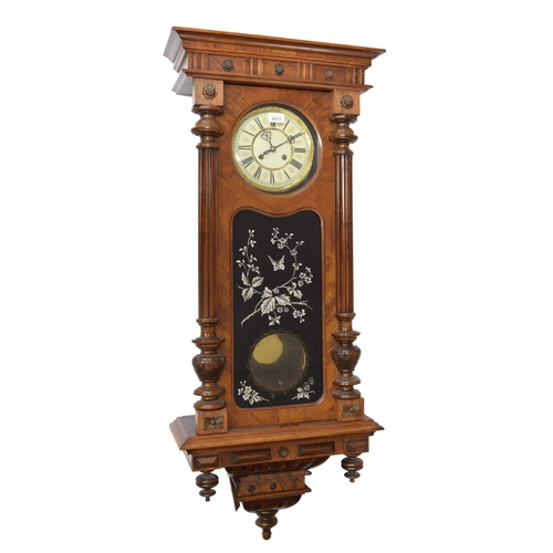 2613 - Good walnut two train Vienna regulator wall clock, the 7