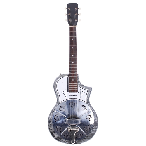 205 - 1961 National Reso-Phonic resonator guitar, made in USA; Body: grey pearloid; Neck: black finish; Fr... 