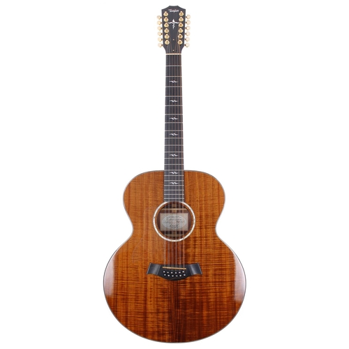 207 - 1999 Taylor Custom K65 twelve string left-handed acoustic guitar, made in USA; Body: koa; Neck: maho... 