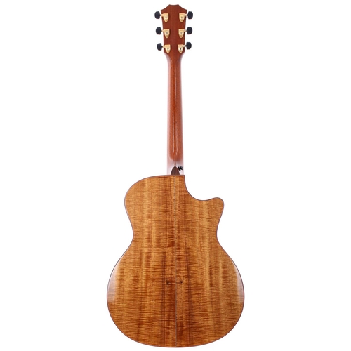 208 - 1999 Taylor Custom GA Custom left-handed acoustic guitar, made in USA; Body: all koa; Neck: mahogany... 