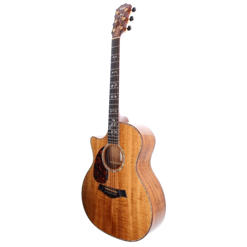 208 - 1999 Taylor Custom GA Custom left-handed acoustic guitar, made in USA; Body: all koa; Neck: mahogany... 